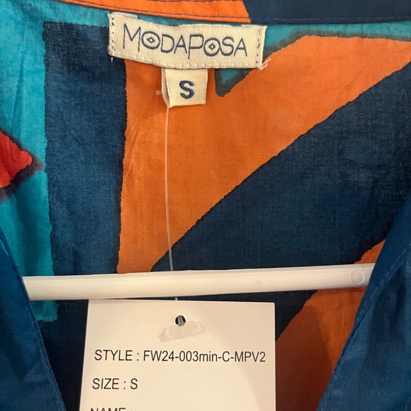 NWT MODAPOSA Cadenza Dress in Moroccan Picturesque Small 100% Cotton Sundress - Picture 5 of 12